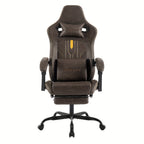 Silla de Juego y Oficina, Silla de Computadora con Reposapiés, Reposacabezas y Soporte Lumbar, Silla Ergonómica, Silla Giratoria y Ajustable en Altura, Opciones en Gris, Beige, , Marrón y Verde