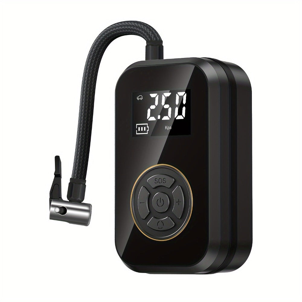 Inflador de neumáticos portátil inalámbrico de 120 vatios con pantalla digital para coche, compresor de aire para motocicleta, inflador de neumáticos inalámbrico portátil para coche con luz LED y adaptador de boquilla