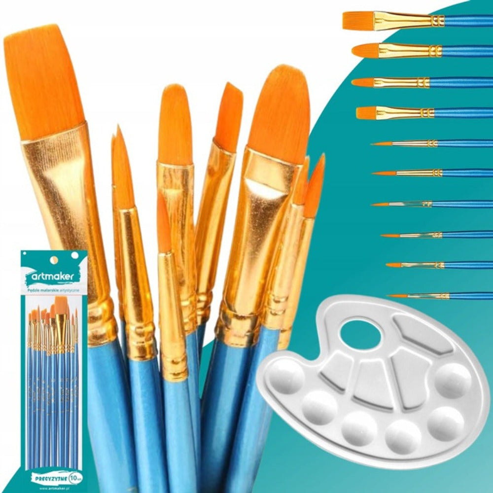 Set de Pintura Artística Artmaker con Caballete de Aluminio de 170 cm, Estuche y 3 Lienzos de Pintura de 24x30 cm, Incluye 12 Pinturas Acrílicas de 12 ml Cada Una, 10 Pinceles y Paleta de Pintura – Kit Completo de Pintura para Niños, Adolescentes y Adulto