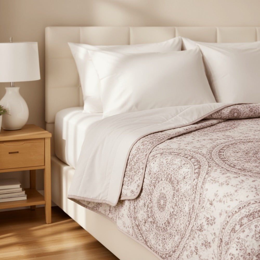 Colcha Bouti Microfibra Reversible Estampada – Colcha Verano y Entretiempo Ligera y Transpirable, Acolchado Pinsónico para Todas las Estaciones, Sin Fundas de Almohada