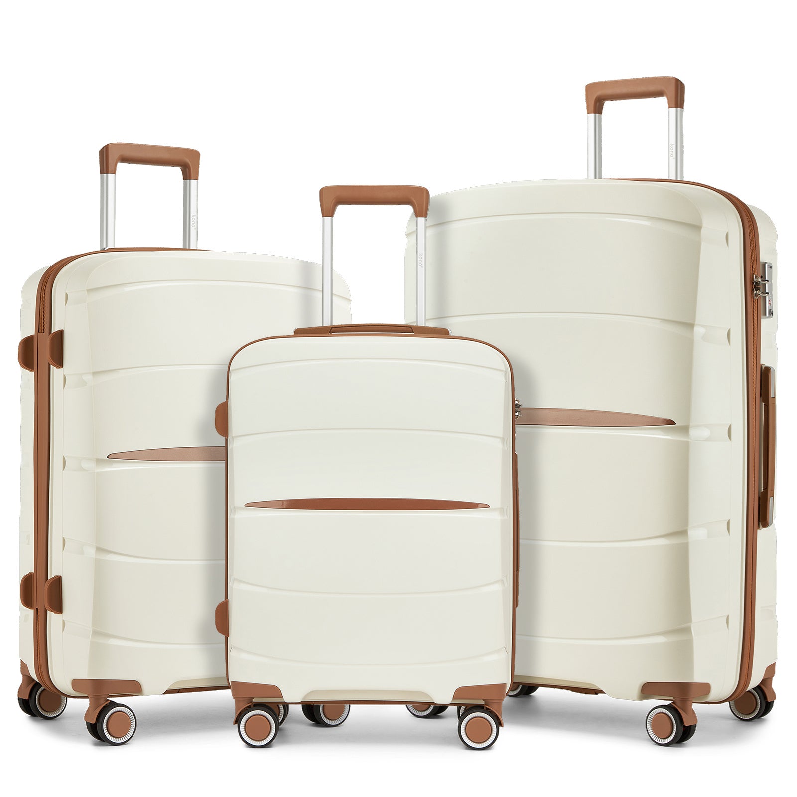 1/3 piezas de 20 pulgadas, 24 pulgadas y 28 pulgadas, maleta KONO, carrito, estuche de viaje - polipropileno, ligero, carcasa dura, 4 ruedas giratorias dobles y cerradura TSA
