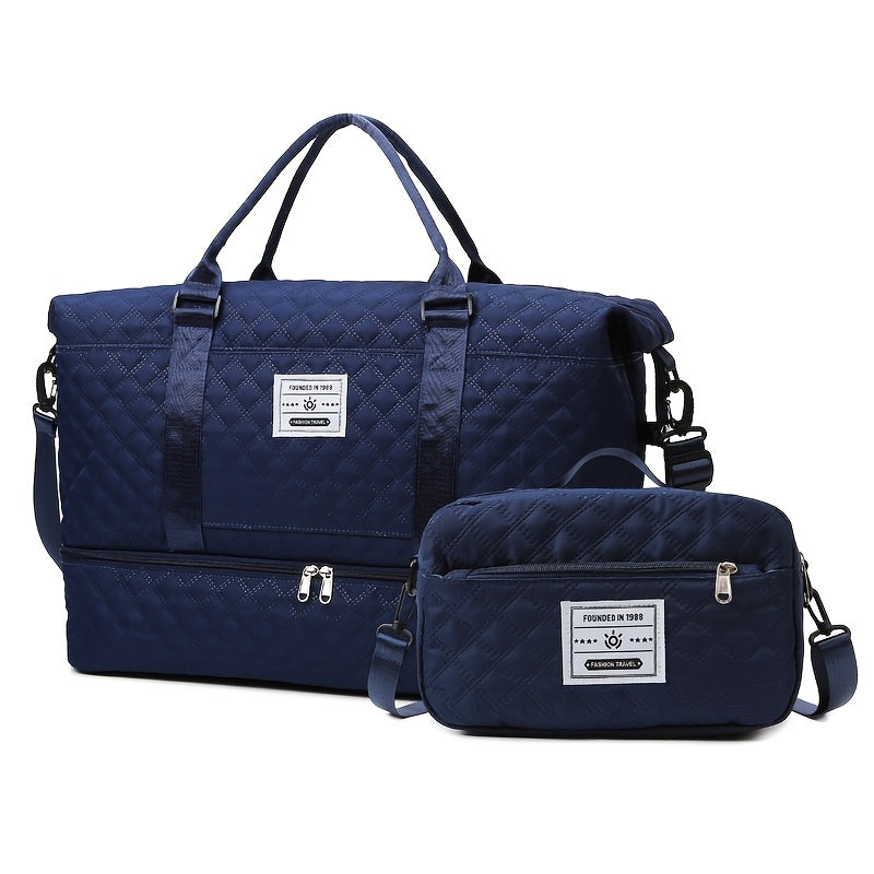 Juego de 2 bolsas de almacenamiento para equipaje, ligeras y plegables, expandibles, bolsa de viaje portátil para fin de semana y pernoctación, bolsa de fin de semana, bolsa de hospital, bolso tote para mujer para viajes de negocios, viajes, deportes, sen
