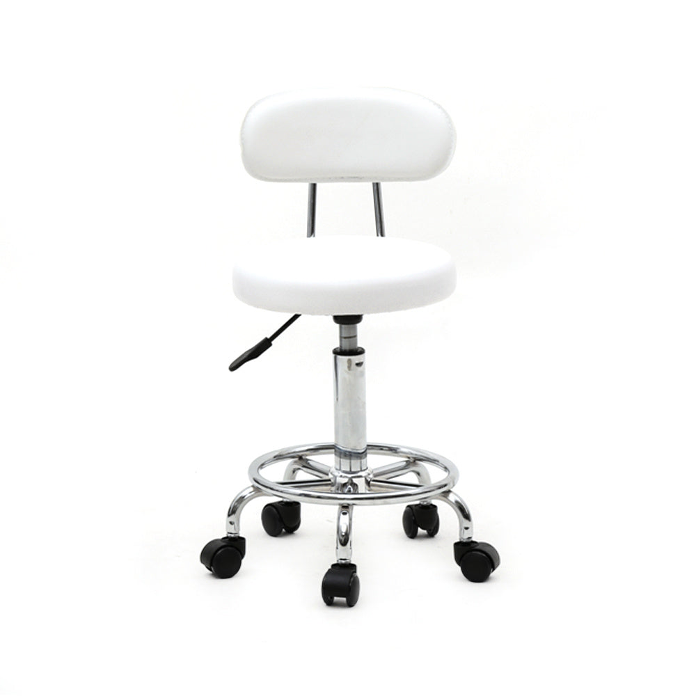 Taburete de salón redondo con ruedas y respaldo, taburete giratorio de salón de altura ajustable con ruedas y asiento suave para spa, salón de dibujo, tatuaje