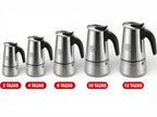 Cafetera Italiana de Acero Inoxidable para Espresso, Cafetera Moka Clásica, Mango Ergonómico de Agarre Frío, Ideal para Gas y Eléctrica (No apta para inducción Vitrocerámica), 2-12 tazas- Happy Friends
