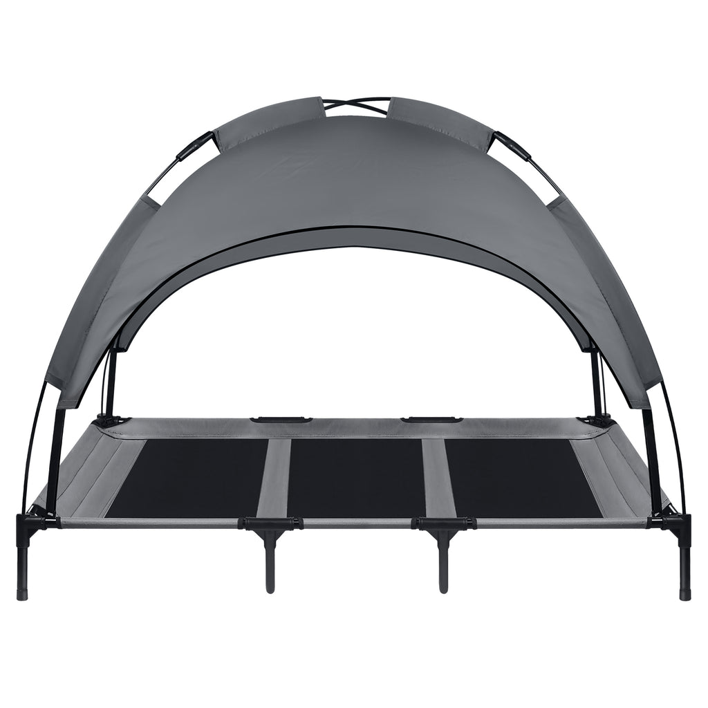 Cama para Perros con Dosel, Cama Elevada para Mascotas con Techo y Estructura de Hierro, Colchón para Dormir de Mascotas, Cama para Gatos, Gris, 76x61x76cm, 92x76x92cm, 122x92x102cm