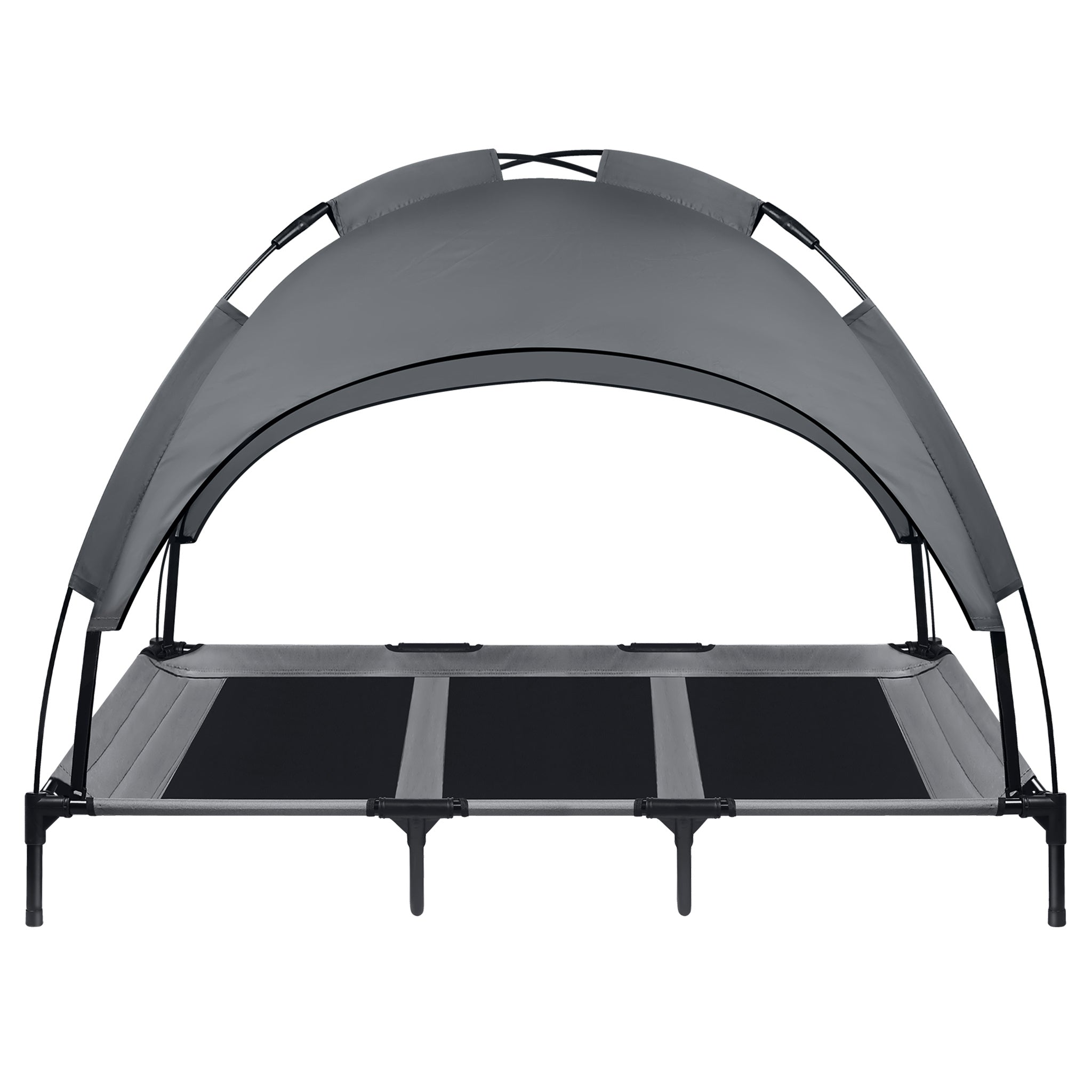 Cama para Perros con Dosel, Cama Elevada para Mascotas con Techo y Estructura de Hierro, Colchón para Dormir de Mascotas, Cama para Gatos, Gris, 76x61x76cm, 92x76x92cm, 122x92x102cm