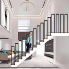 Pasamanos para escaleras interiores y exteriores, barandilla en U, barandilla de metal, pasamanos de escalera en forma de U, pasamanos de escalera para barandilla de balcón, negro.