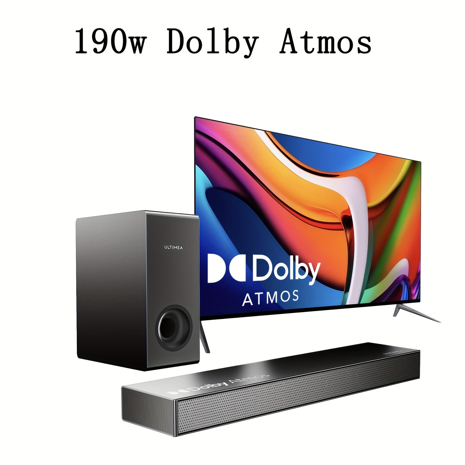 ULTIMEA Barra de sonido 2.1 canales para TV, Barra de sonido compacta para cine en casa con Bluetooth 5.3, Barra de sonido con subwoofer con cable, 160W de potencia máxima, Realce de graves, Incluye control remoto, Barra de sonido ultrafina Nova S40 (Reno