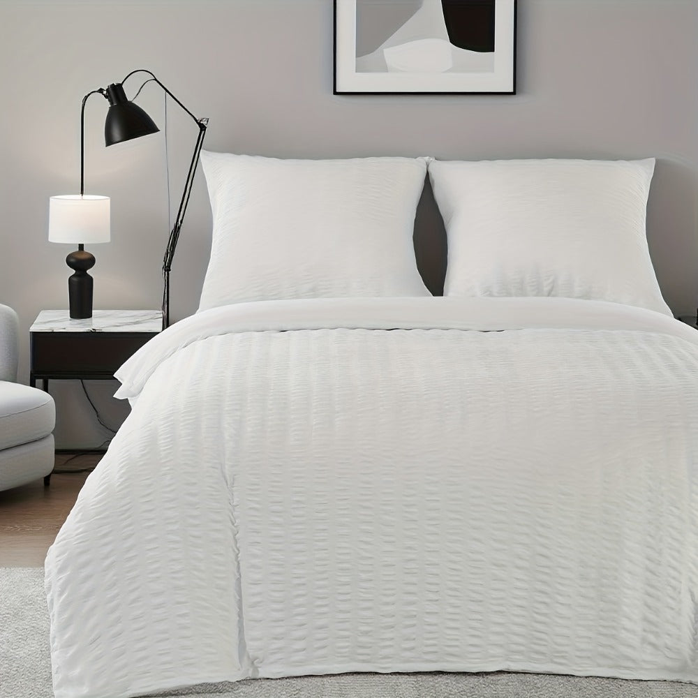 1 funda nórdica de gasa con burbujas y rayas en relieve, ropa de cama sencilla con cierre de cremallera, lavable a máquina, ideal para habitaciones de hotel, dormitorios, etc. Incluye funda de almohada de 80 * 80 cm