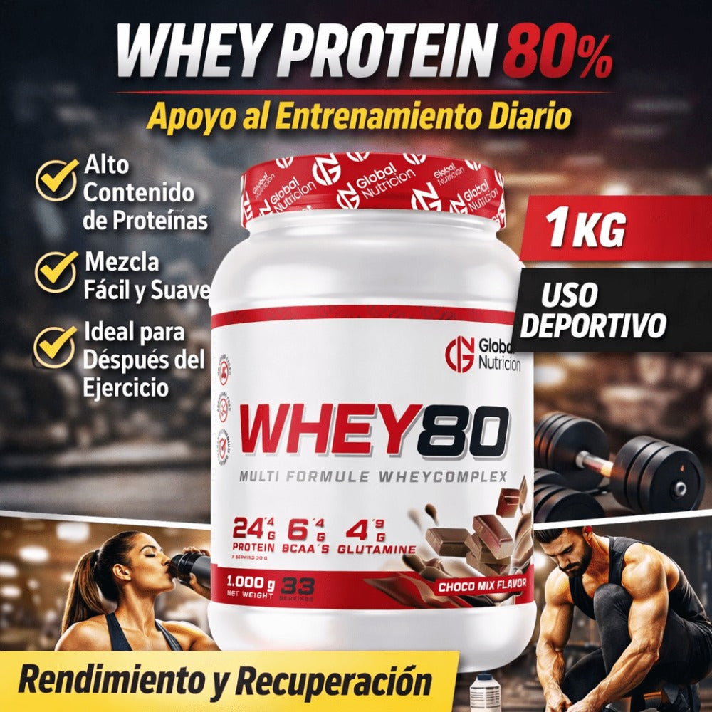 Whey Protein 80% – Proteína de Suero para Entrenamiento y Recuperación – 1 kg