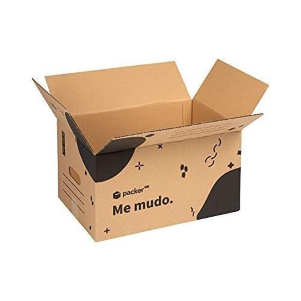 Caja Cartón para Mudanzas y Almacenaje Ultra Resistentes con Asas, Cartón Resistente de Máxima Durabilidad, Tamaño Ideal para Mudanzas y Almacenaje de Libros, Objetos y Ropa, Asas Laterales para Manejo Fácil y Seguro - packer PRO