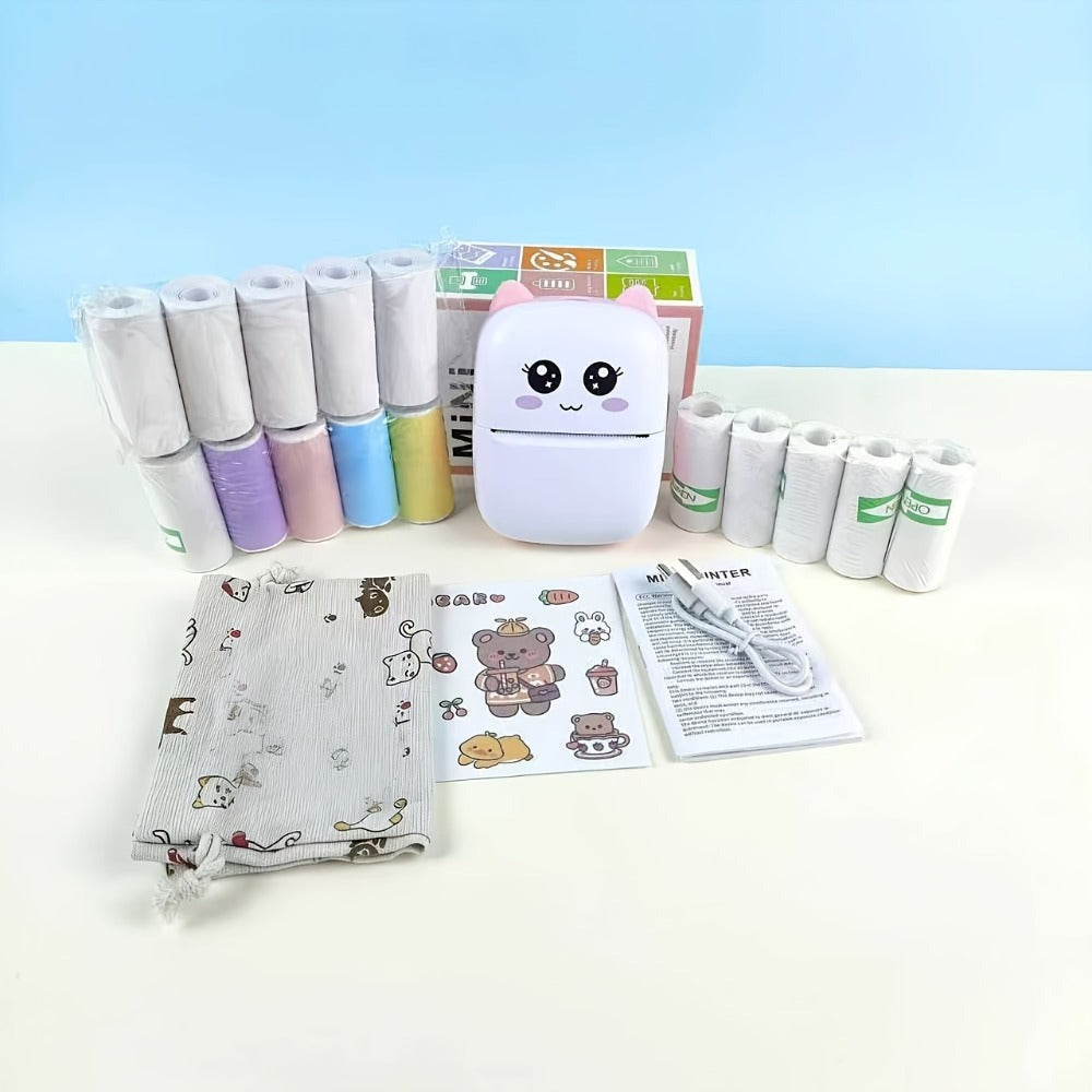 Mini impresora portátil, impresora de etiquetas de bolsillo inalámbrica, incluye un kit de impresora multirrollo, mini impresora compatible con iOS y Android, ideal para etiquetas, notas, listas de tareas y proyectos de bricolaje
