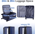 Maleta de Viaje Expandible ABS para PC con Tapa Abatible y Cierre TSA, Spinner, Rígida y Ligera para Llevar a Bordo