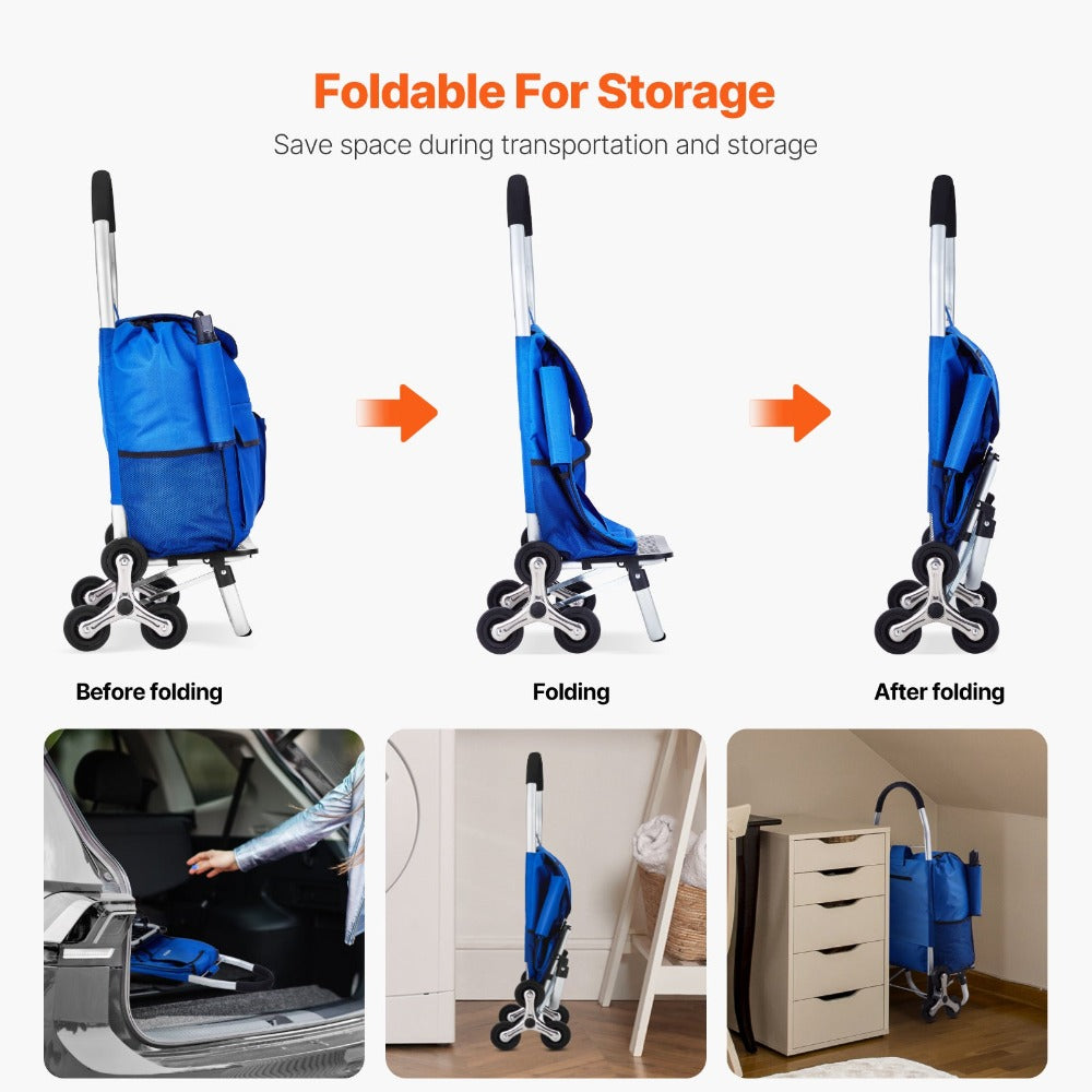 Carrito de Escaleras Plegable VEVOR con 6 Ruedas y Bolsa de Almacenamiento de 36L