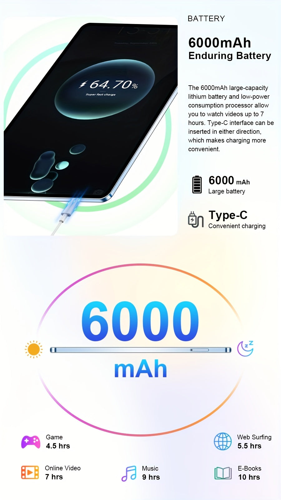 Tablet | Tableta UXD A5 Android 15, equipada con accesorios relacionados, 16 GB de RAM (8 GB + 8 GB ampliable), 512 GB de ROM ampliable hasta 1