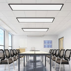 Panel LED Comercial 100X25Cm Regulable – Panel de Techo Largo RGB que Cambia de Color, Luz de Techo Plana para Oficina con Control Remoto, Lámpara de Techo Negra Rectangular Grande para Sala de Juegos, Sala de Estar, Oficina