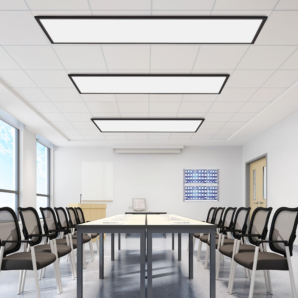 Panel LED Comercial 100X25Cm Regulable – Panel de Techo Largo RGB que Cambia de Color, Luz de Techo Plana para Oficina con Control Remoto, Lámpara de Techo Negra Rectangular Grande para Sala de Juegos, Sala de Estar, Oficina