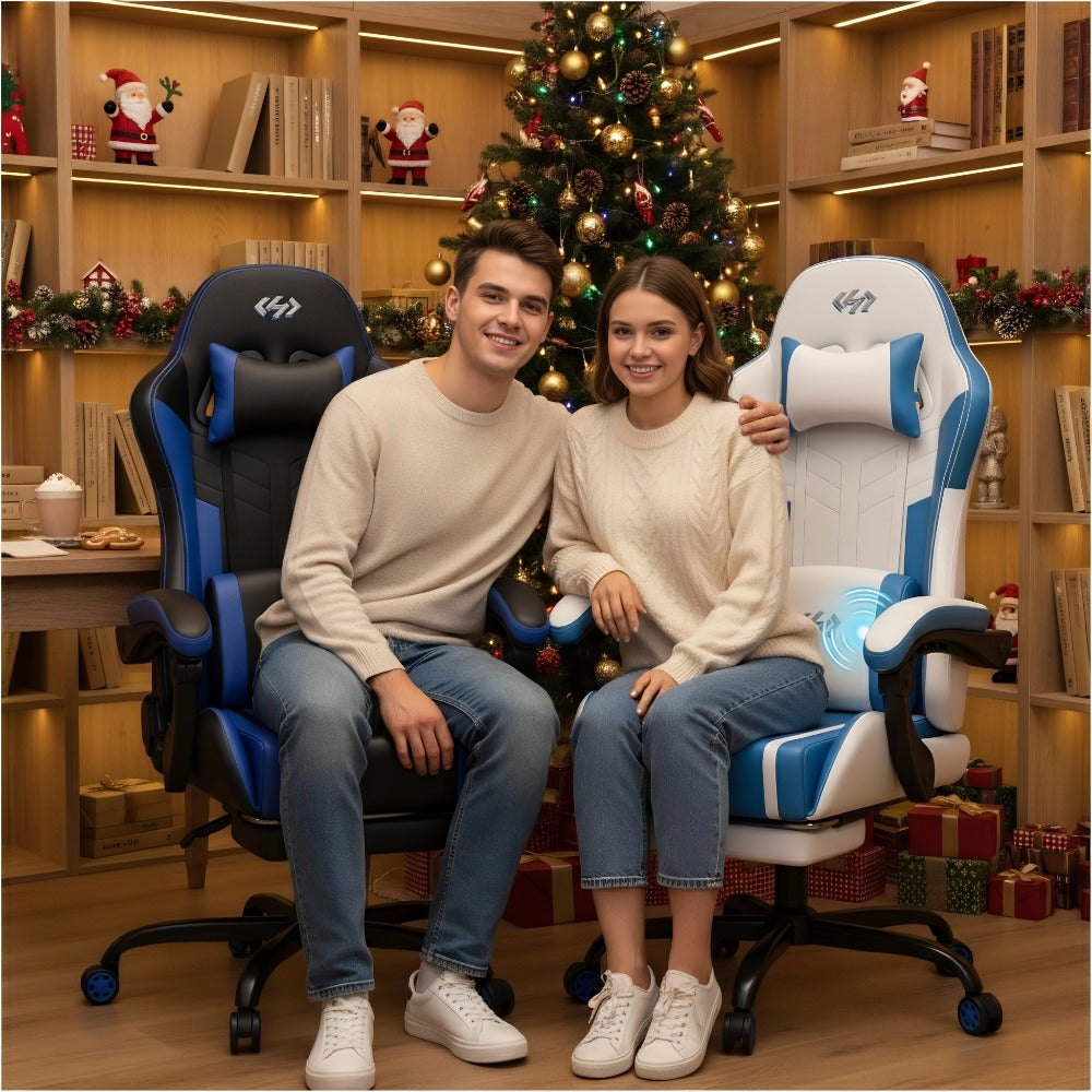 Silla de gaming, silla ergonómica para videojuegos para adultos, silla de ordenador para gamer con reposacabezas, soporte lumbar de masaje, silla de oficina giratoria
