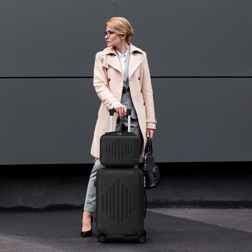 Maletas de Viaje 2 Piezas con Ruedas Giratorias, Ligero y Aprobado para Aerolíneas, Carcasa Dura ABS, Tamaño 12"+20", Set de Equipaje de Mano