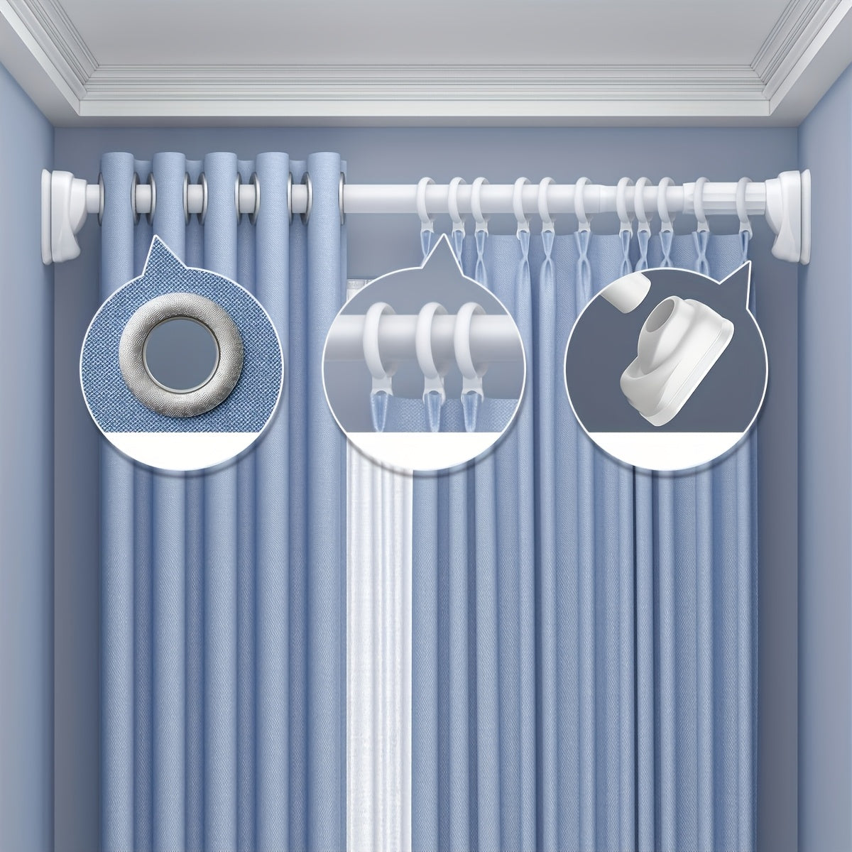 Barra de Cortina de Ducha, Antideslizante, Sin Taladro, de Acero Inoxidable, Extensible Telescópica, Anticorrosiva y Antideslizante, Barra de Tensión, Opción de Montaje en Pared, Uso Versátil, Diseño Moderno y Elegante | Característica Antideslizante, Cor