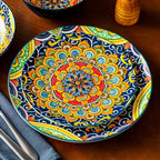 Juego de 24 Piezas de Vajilla Estilo Bohemio con Plato Principal, Platos para Postre y Tazones para Pasta o Cereal, Servicio para 6 Personas