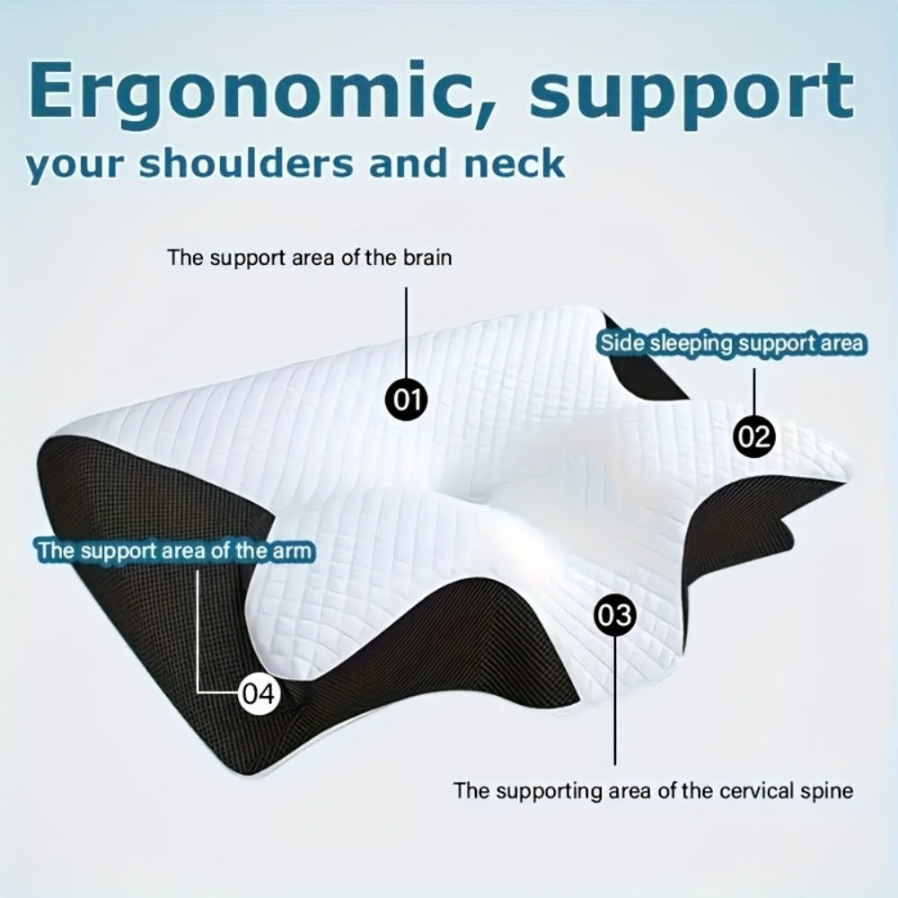 Almohada de Cuello de Esponja Viscoelástica para la Comodidad del Hogar, Adecuada para Quienes Duermen de Lado, de Espalda y de Busto - Diseño Contorneado, Soporte Suave y Robusto, Negra, Relajación de Hombros, Sólida, Regalos Perfectos para Navidad y Año