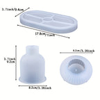 Juego de 3 moldes ovalados de silicona aptos para fundición de resina y manualidades con velas - Crea tu propio jarrón de flores a rayas y portavelas de bandeja. Estos moldes reutilizables para yeso y arcilla presentan un diseño acanalado inspirado en la