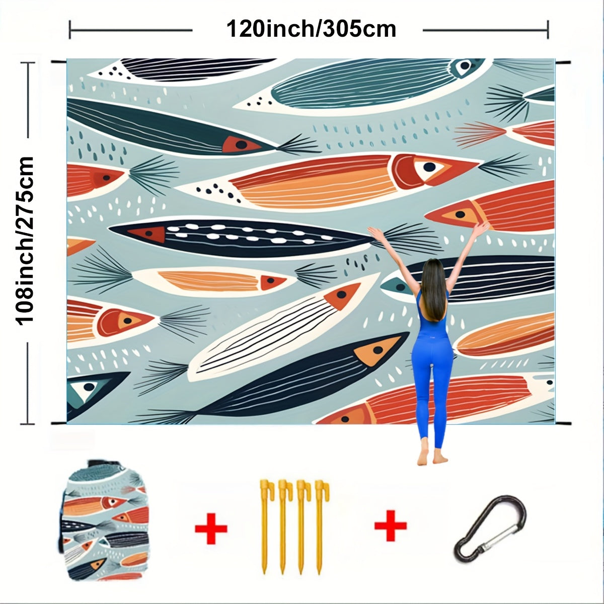 Manta de playa compacta ultraligera resistente al agua y arena de 304,8 x 274,32 pulgadas/210,82 x 200,66 pulgadas. Ideal para la playa, el parque, el césped, el camping, senderismo, conciertos y equipo al aire libre.