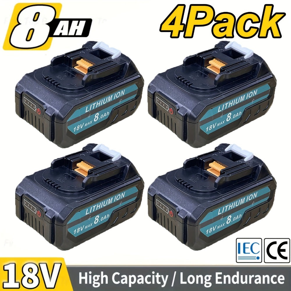 Paquete de 1/2/4/6/8 Batería BL1850B de 8.0Ah + Cargador DC18RC de 3A para baterías Makita de 18V 14.4V-18V BL1850 BL1830 BL1860 BL1840 y cargador DC18RD DC18RC DC18SF DC18RCT DC18RF, solo cargador o solo batería