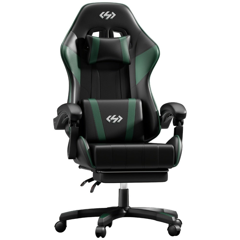 Silla de Juegos Furnishia con Reposapiés, Silla de Computadora Ajustable en Altura con Soporte Lumbar y Reposacabezas para Adultos, Silla de Oficina Giratoria 360 Grados para Oficina, Dormitorio, Estación de Trabajo Robusta