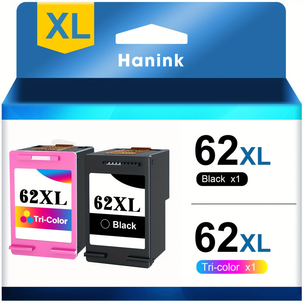 Pack de 2 Cartuchos 62XL 62 XL Multipack Compatibles para Impresoras HP 62, para Envy 5540 5544 5545 5548 5640 5646 7640 OfficeJet 200 5740 5742 5744 (Color )