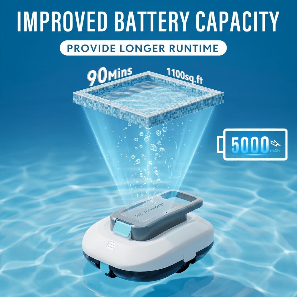 Estacionamiento inteligente, luz indicadora LED inteligente, clasificación IPX8, robot limpiador de piscinas apto para piscinas elevadas al aire libre con un área no superior a 900 pies cuadrados