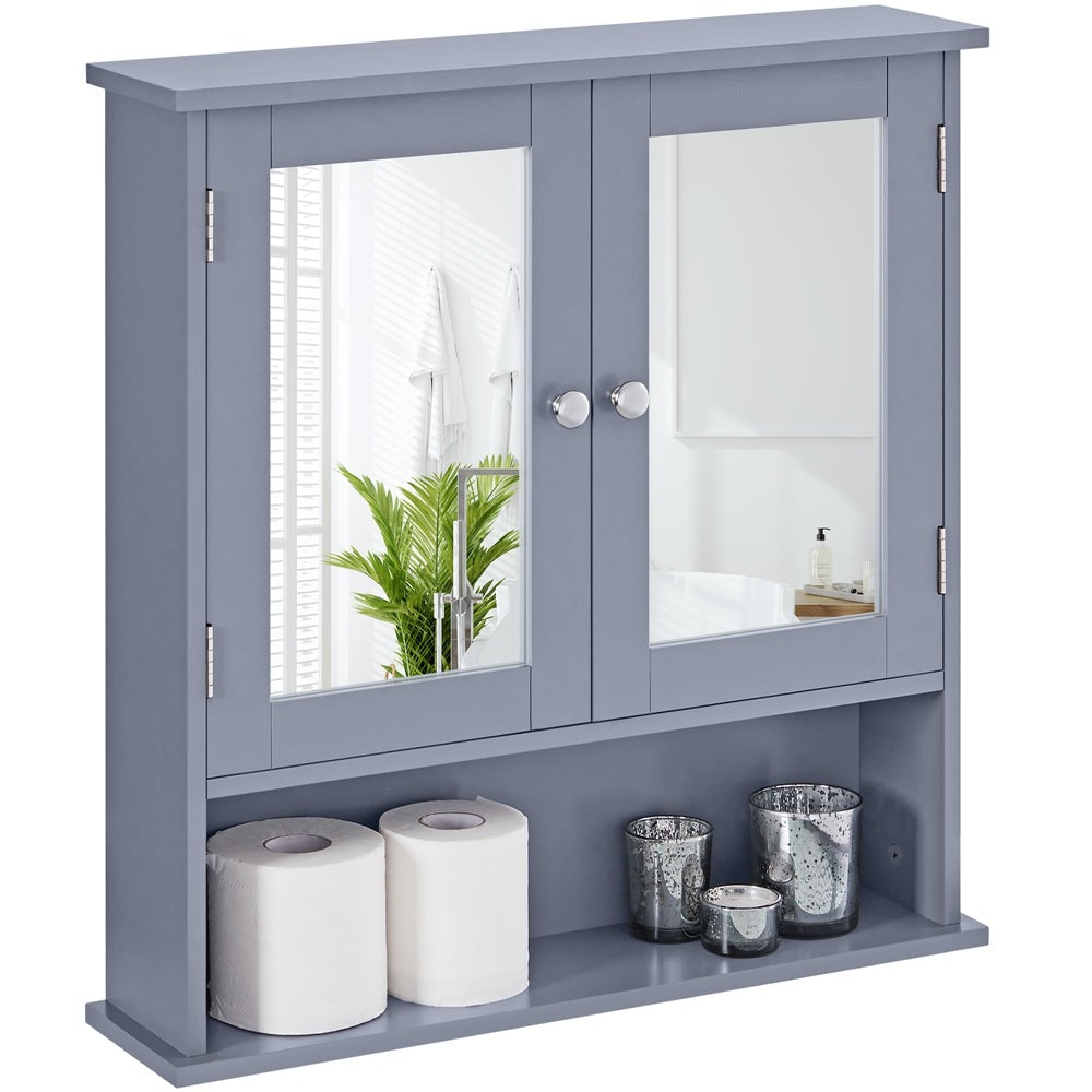 Costoffs Armario con Espejo para Baño con Puerta de Espejo, Armario Colgante para Baño con Espejo de Pared con 3 Estantes 56 Cm X 13 Cm X 58 Cm