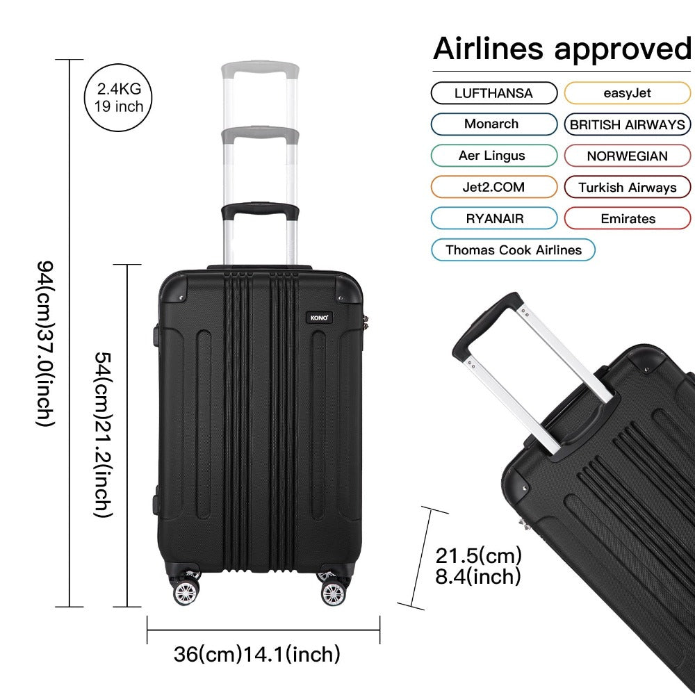 Maleta de embarque de carcasa rígida ABS 55x35x20cm, carrito de viaje, equipaje de mano de cabina, 33L, regalo de Black Friday, Día de Acción de Gracias, Navidad