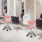 Bonnlo Taburete Giratorio Profesional con Respaldo, Taburete de Oficina Giratorio 360 Grados con Altura Ajustable de 48-58 Cm, Cubierta de PU, para Salón de Masajes, Manicura y Oficina (Blanco)