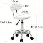 Bonnlo Taburete Giratorio Profesional con Respaldo, Taburete de Oficina Giratorio 360 Grados con Altura Ajustable de 48-58 Cm, Cubierta de PU, para Salón de Masajes, Manicura y Oficina (Blanco)