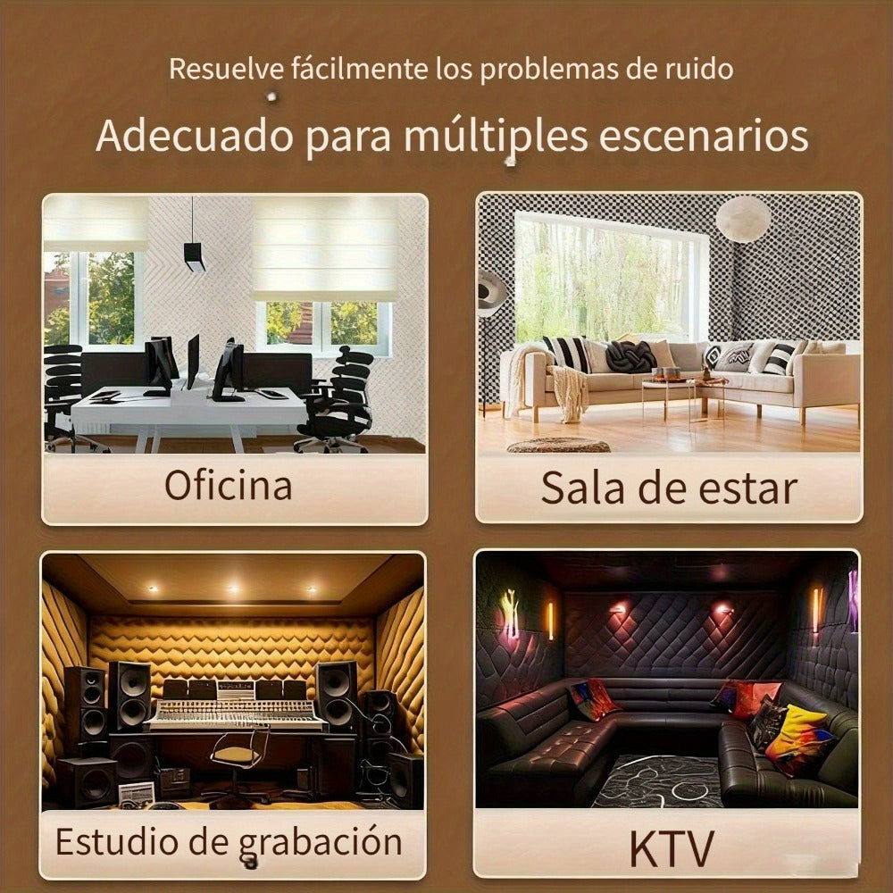 Panel de Espuma Insonorizante, Almohadilla Acústica de Alta Densidad, Panel de Pared Insonorizado Autoadhesivo Tipo Cartón de Huevos, 15 mm de Grosor, Adecuado para Conductos de HVAC