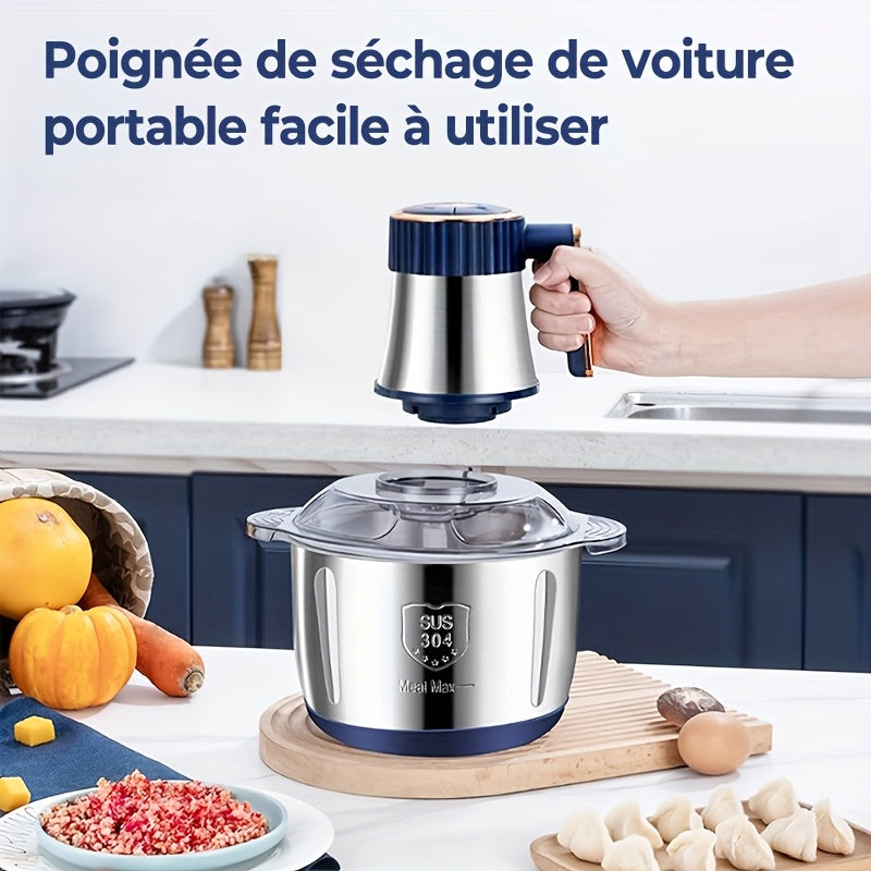 Procesador de alimentos de acero inoxidable de 5 litros, picadora eléctrica potente de 40,000 RPM, 6S, procesador multifuncional de acero inoxidable para cortar verduras para carne, verduras, cebolla, ajo, ensalada y alimentos para niños