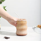 Almacén Local, Juego de 6 Vasos Rayados con Forma de Nube, Incluye 6 Pajitas, 530 ml/18 oz, Adecuado para Bebidas Frías/Calientes, Jugo, Leche, Agua, Helado, Cócteles, Perfecto para Fiestas, Hecho de Vidrio Borosilicato, Apto para Lavavajillas