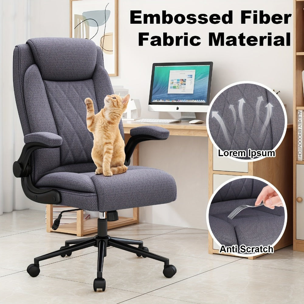 Silla de oficina ejecutiva, silla de oficina en casa grande y alta de alta resistencia para 226.8 kg, soporte ergonómico para cuello, espalda y cintura, rueda silenciosa de cinco patas, adecuada para escritorio de computadora en casa, escritorio