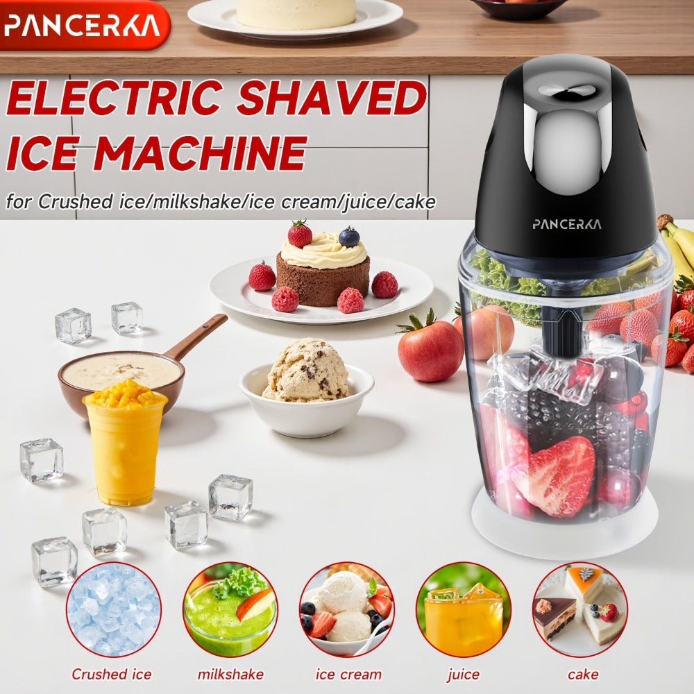 PANCERKA 1500ML Procesador de Alimentos Eléctrico con Picadora de Carne, Picadora, Batidora de Huevos y 6 Cuchillas, para Carne, Batidos, Verduras, Puré, Frutas, Ajo, Grande/Pequeño