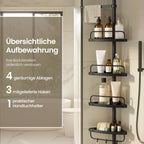 Estante de Esquina para Ducha, Estante de Baño de 4 Niveles, Organizador Ajustable de 85 a 305 cm, Estantes para Baño