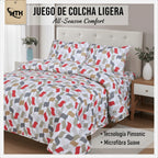 Colcha Bouti Microfibra Reversible Estampada – Colcha Verano y Entretiempo Ligera y Transpirable, Acolchado Pinsónico para Todas las Estaciones, Sin Fundas de Almohada