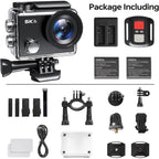 Cámara de Acción 5K Ultra HD, Fotos de 24MP, Pantalla IPS de 2 pulgadas, Con WiFi, Control Remoto por App, Batería de Polímero de Litio de 1350mAh, Modo de Alimentación Dual, Cuerpo de ABS, Con Funda Para Deportes, Vlogging y Grabación de Aventuras