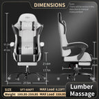 Silla Gaming con Masaje Lumbar Incorporado, Diseño Ergonómico Soporte Lumbar Ajustable y Reposacabezas, Silla de Computadora Giratoria de 360 Grados Reclinable para Oficina, Ideal para Juegos/Trabajo de Larga Duración
