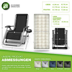 Tillvex® Tumbona Reclinable Plegable hasta 200Kg, Sillón de Sol para Jardín Exterior, Resistente a la Intemperie para Balcón, Jardín y Terraza, Ajustable con Acolchado Grueso, Reclinable, Extra Ancha, con Soporte para Bebidas