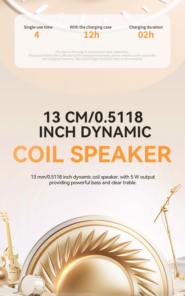 Auriculares Bluetooth | Auriculares inalámbricos Acer OHR544, marca original, decodificación Hi-Fi de alta definición, sonido envolvente 3D