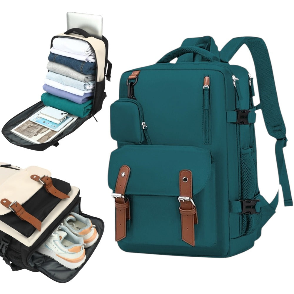 Mochila de Viaje para Cabina de Avion 43x30x18 para Vuelo Barato, Equipaje de Mano y Espaciosa con Compartimento para Zapatos y Mochila Antirrobo Multifuncional para Viajes (266)