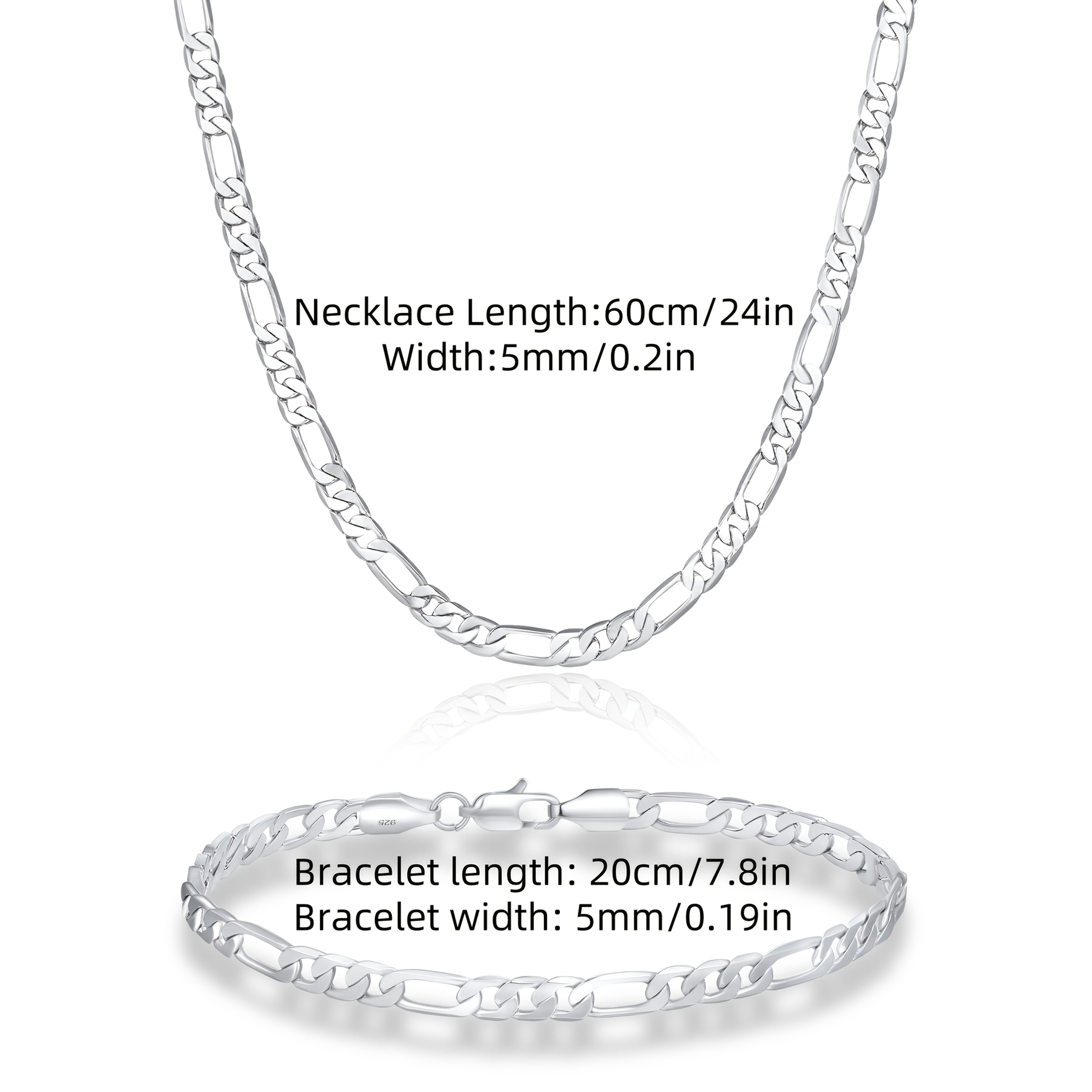 Elegante y versátil set de collar y pulsera Fegaro de plata 925, apto tanto para hombres como para mujeres, con baja alergenicidad. Perfecto para uso casual, hip-hop, punk, deportes, fiestas y regalos navideños. Viene en una exquisita caja de regalo.