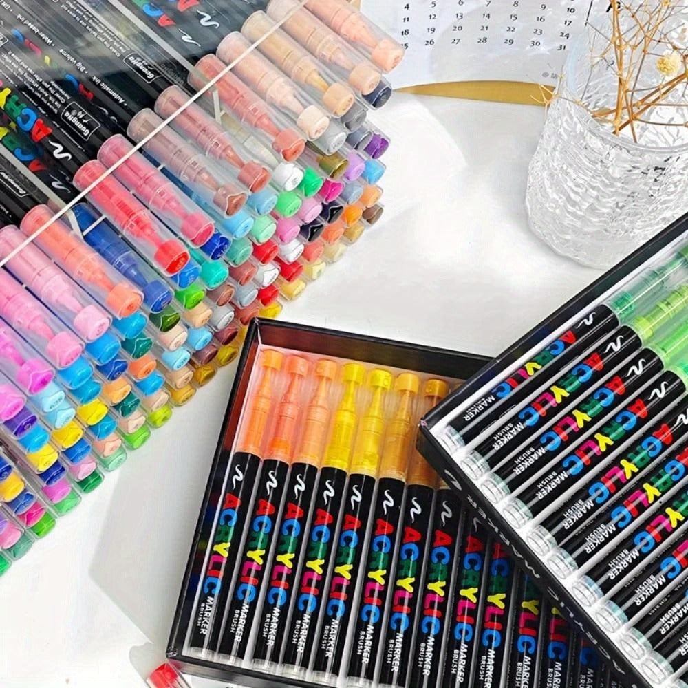 Rotulador de 168 colores con punta de pincel suave, ideal para usar en roca, madera, lienzo, piedra, vidrio y cerámica - Punta anti-compresión para una aplicación suave - Perfecto para manualidades, regalos navideños y proyectos artísticos